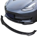 Tesla Front Splitter - Gloss Black & Carbon