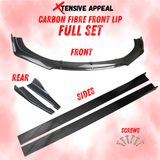Carbon Fiber Set with Clean Finish Front Lip