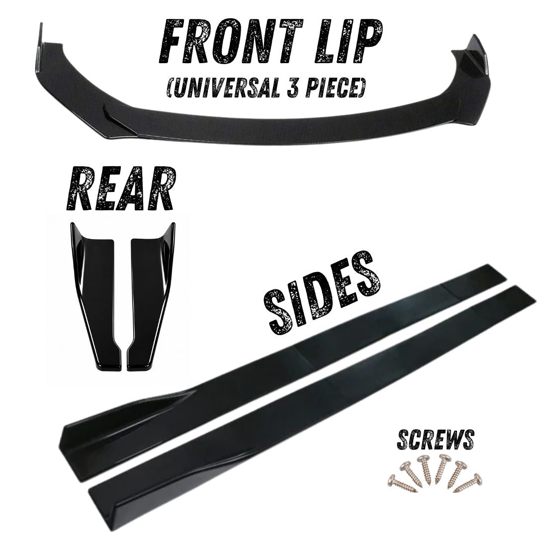 Gloss Black Splitter Set with 3-Piece Front Lip