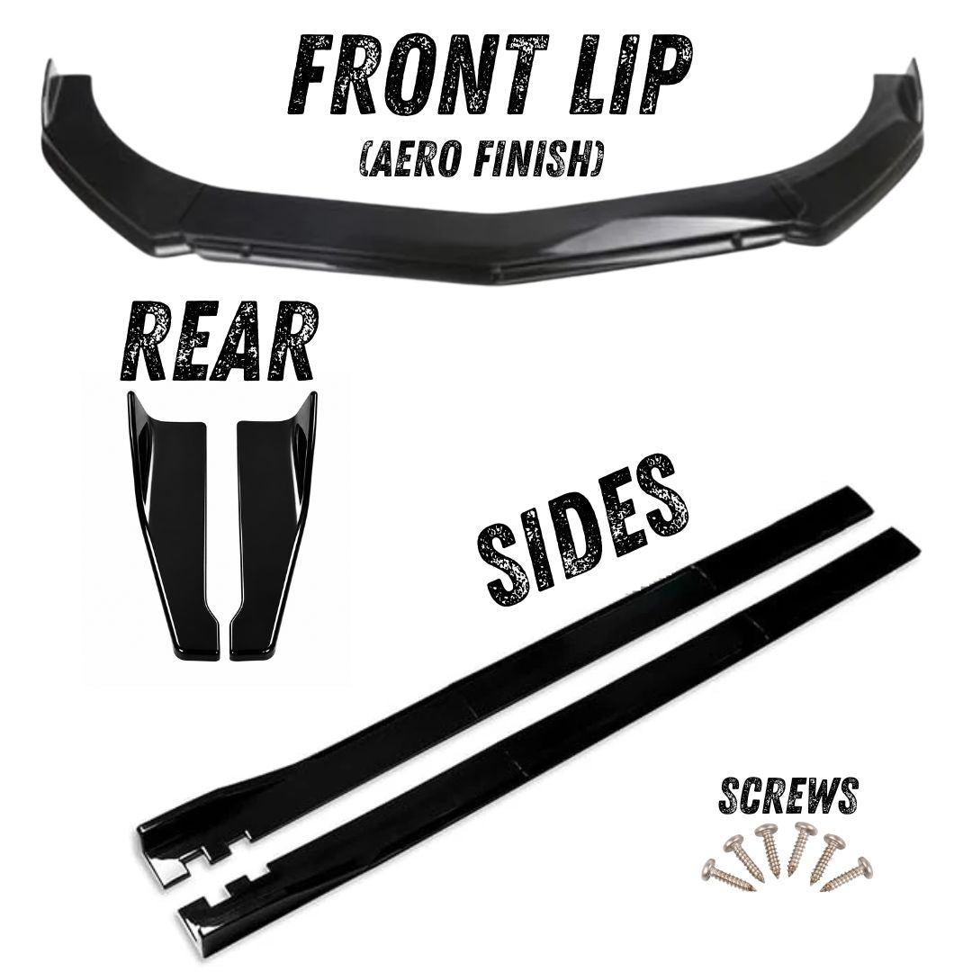 Gloss Black Splitter Set with Aero Finish Front Lip