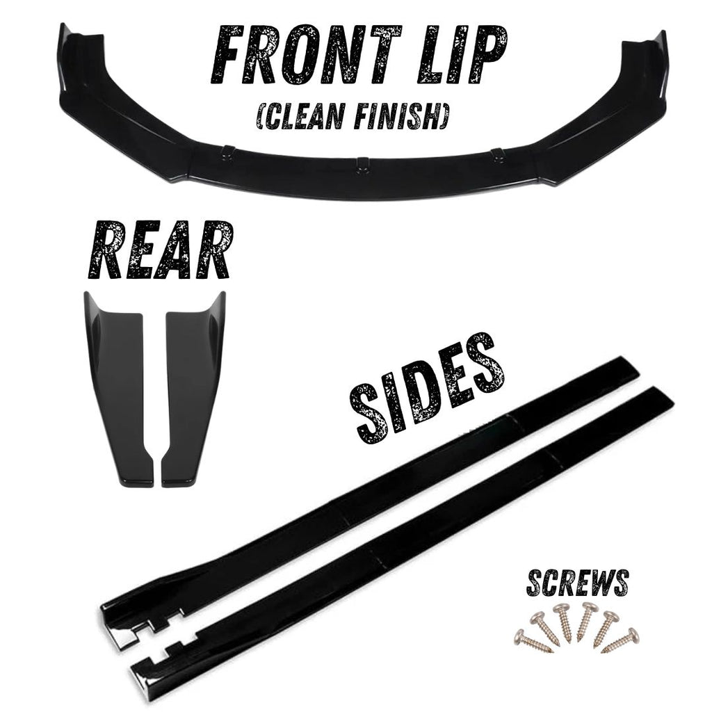 Gloss Black Splitter Set with Clean Finish Front Lip