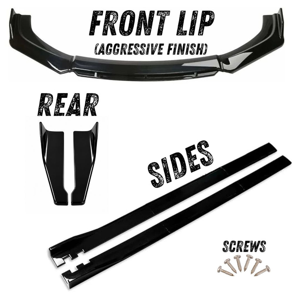 Gloss Black Splitter Set with Aggressive Finish Front Lip
