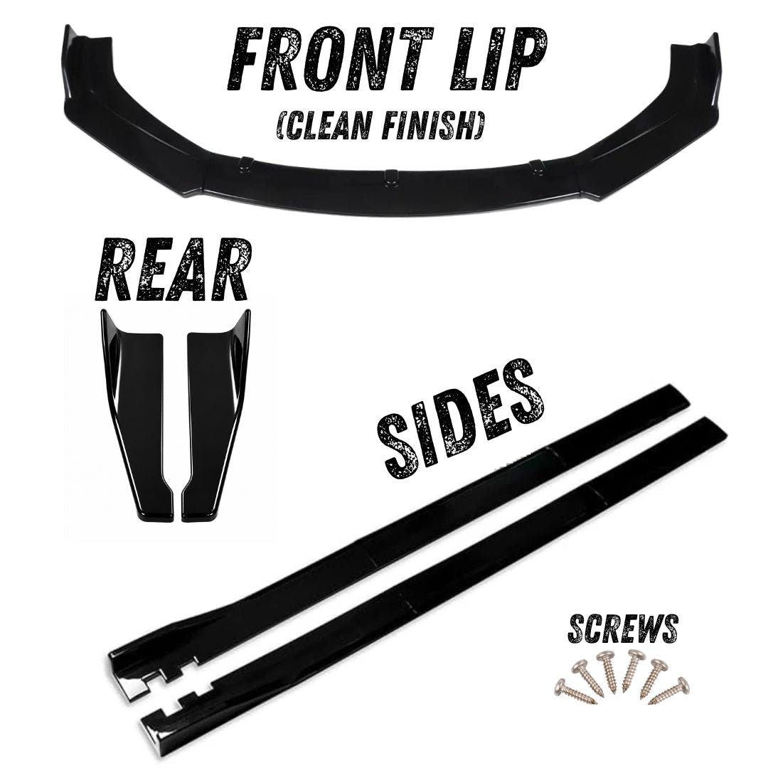 Gloss Black Splitter Set with Clean Finish Front Lip