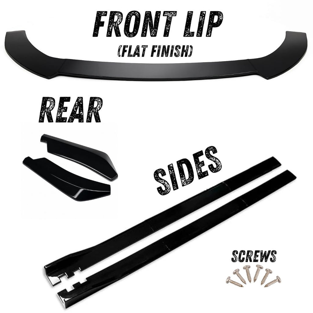Gloss Black Splitter Set with Flat Finish Front Lip