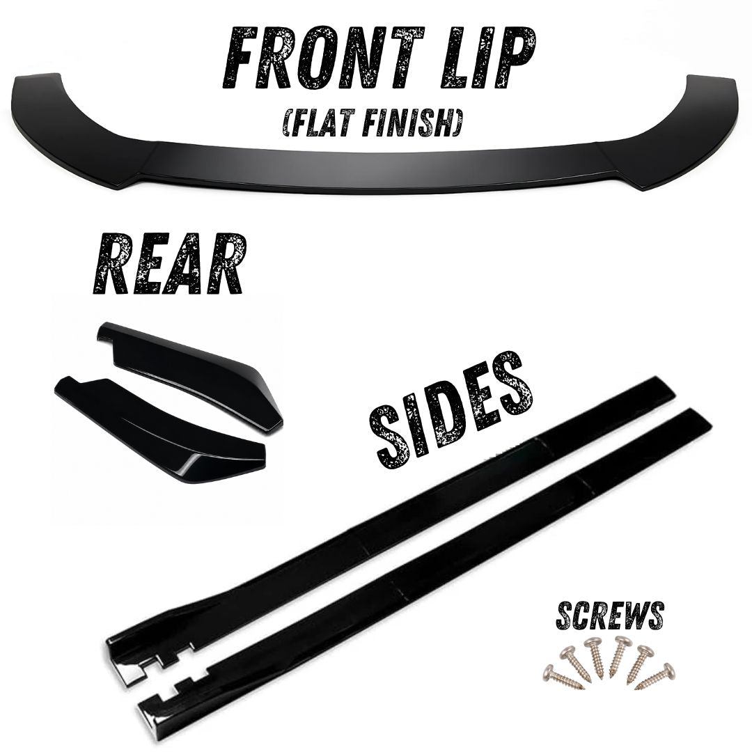 Gloss Black Splitter Set with Flat Finish Front Lip