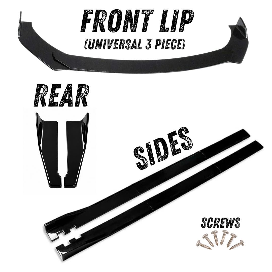 Gloss Black Splitter Set with 3-Piece Front Lip