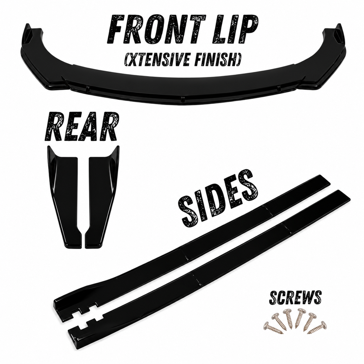 Gloss Black Splitter Set with Xtensive Design Front Lip