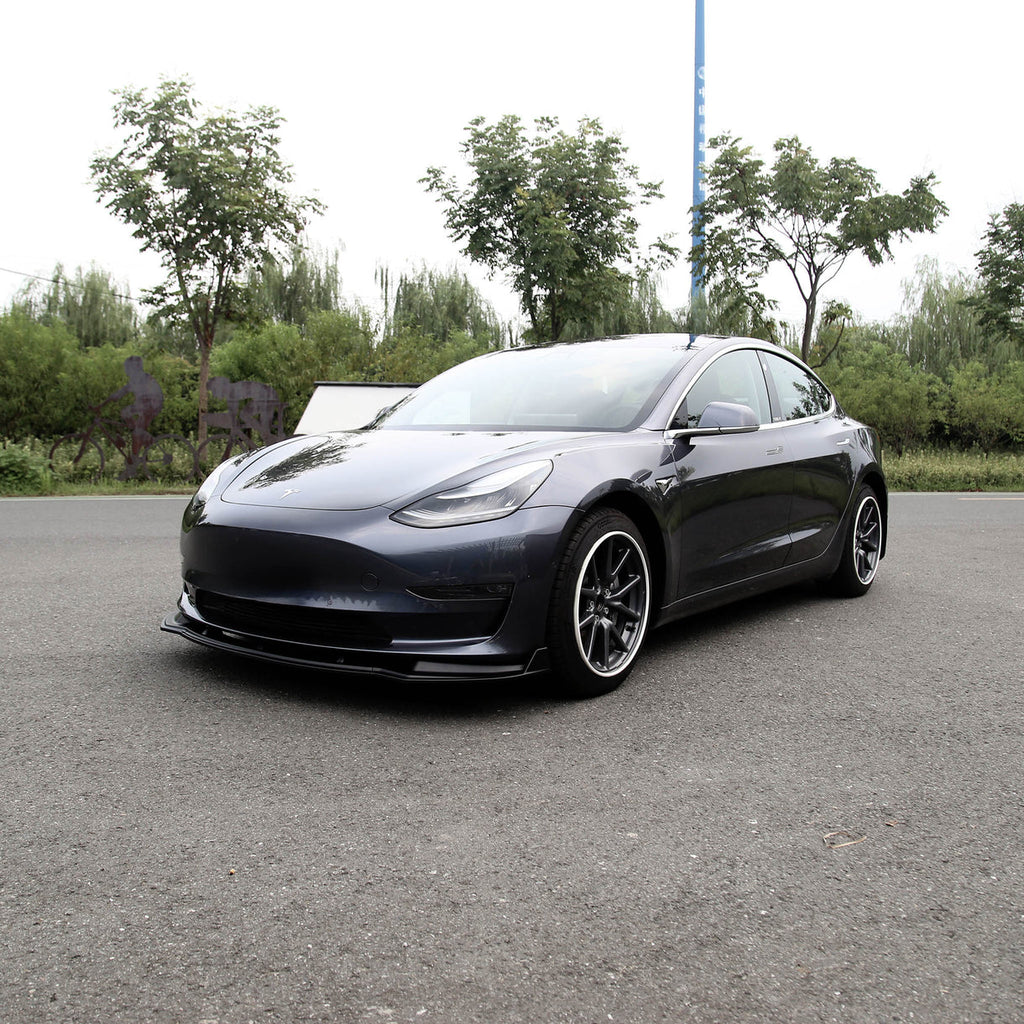 Tesla Front Splitter - Gloss Black & Carbon