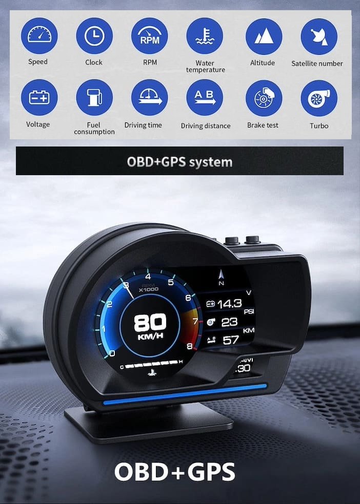 Heads Up Display Smart Gauge (OBD+GPS)